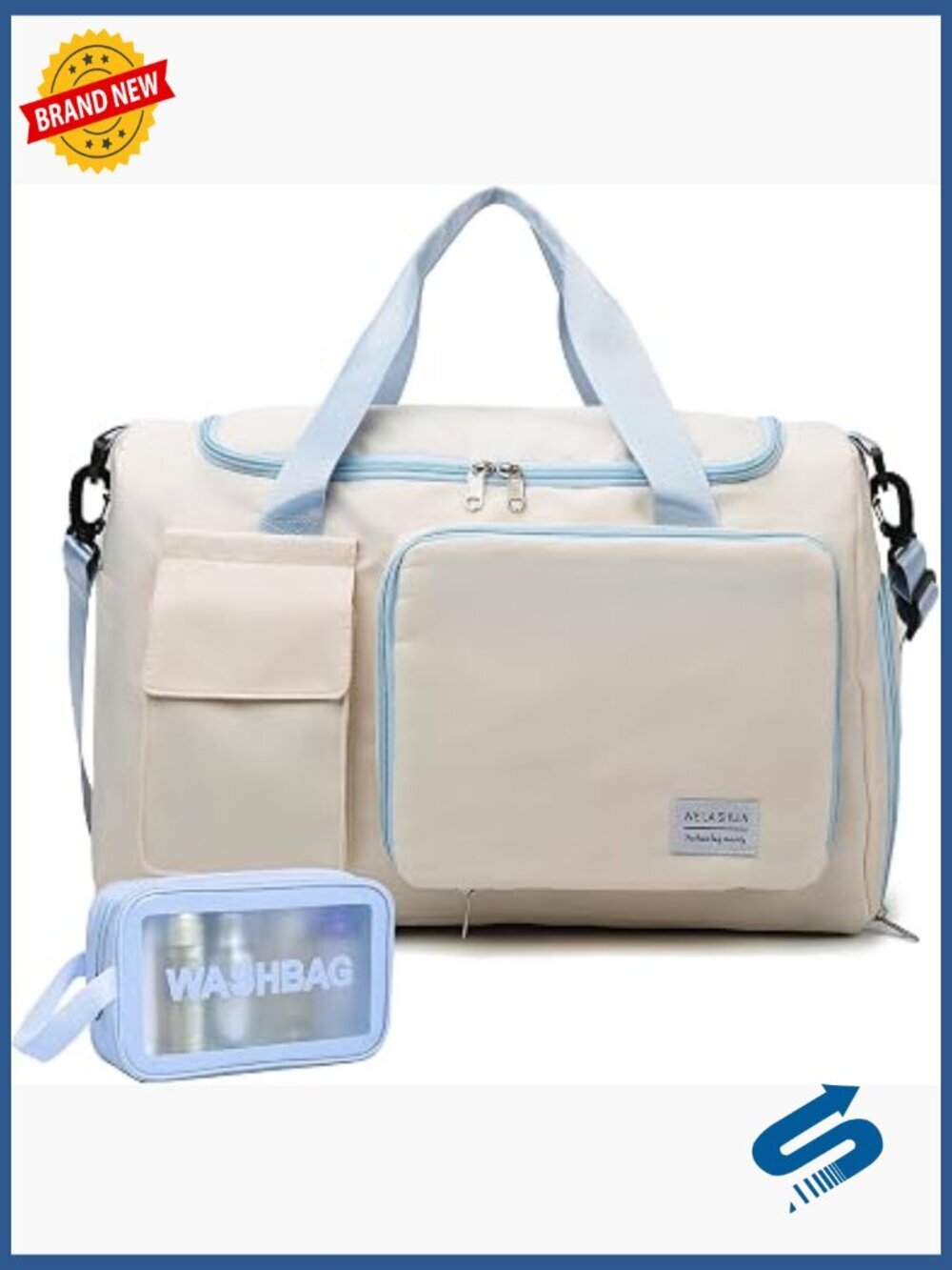 Small Travel Duffle Bag with Shoe Compartment, Wet Pocket & Toiletry Bag -
